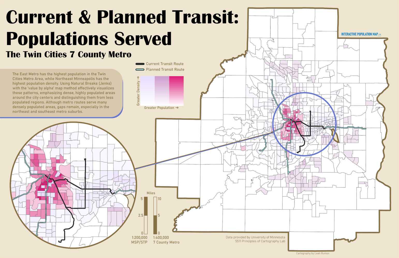 UMN Cartography: Populations Served by Transit Options